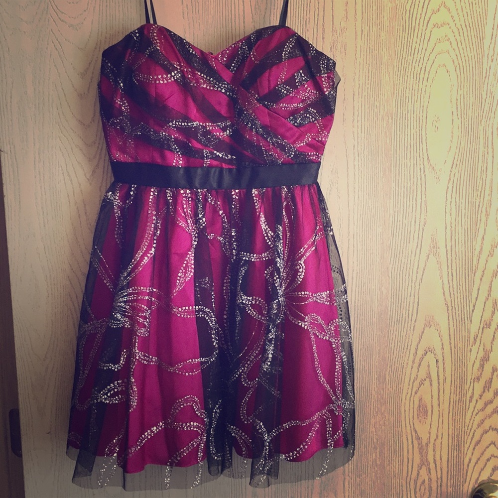 Pink and black short homecoming or cocktail dress